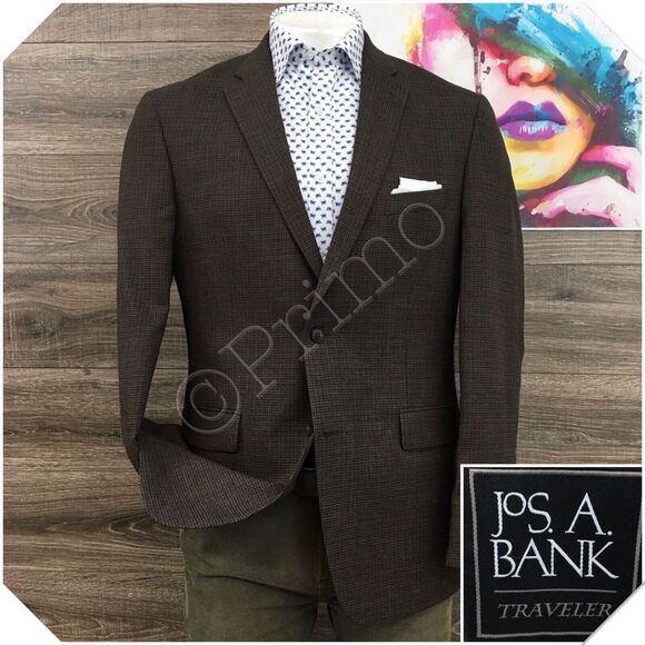JOS A BANK Mens Blazer Sport Coat Casual Jacket Size‎ 44L Wool Suit Tailored